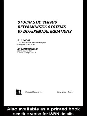 cover image of Stochastic versus Deterministic Systems of Differential Equations